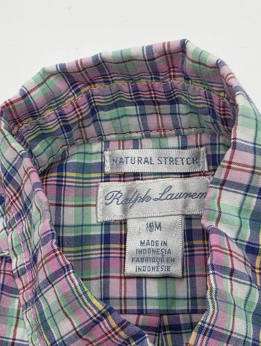 Ralph Lauren baby boy pink plaid button down size 18 months